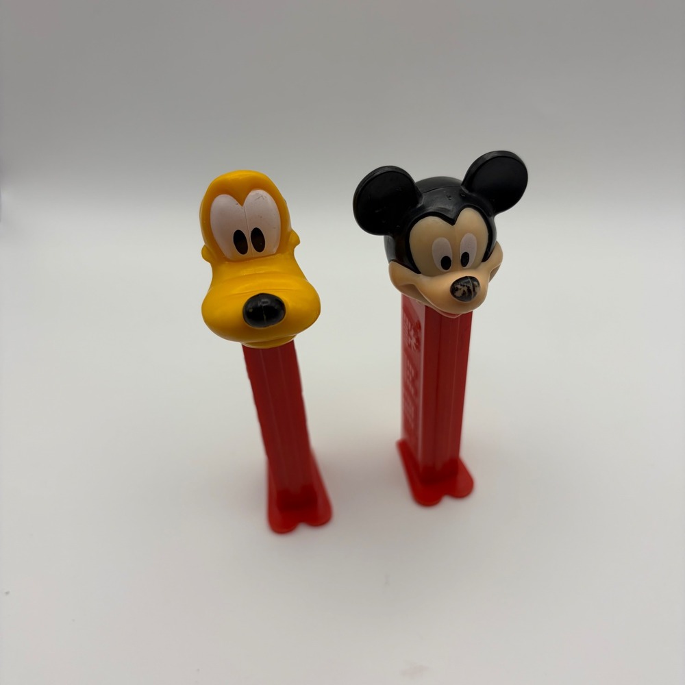 Disney‎ PEZ Dispenser Set Mickey Mouse Hungary & Pluto Slovenia Red Stem Vintage